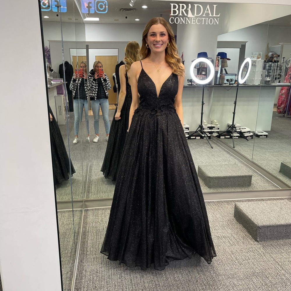 black cinderella prom dress